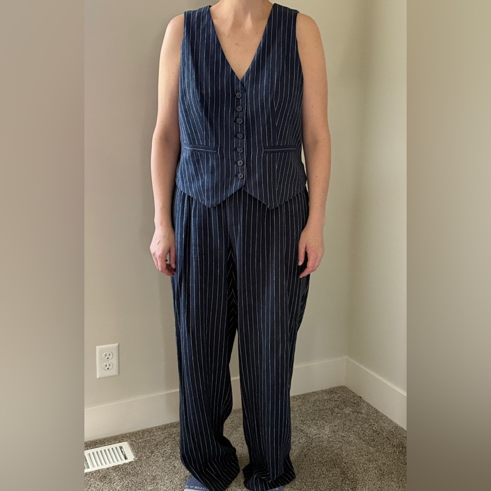a new day Navy Striped Pantsuit